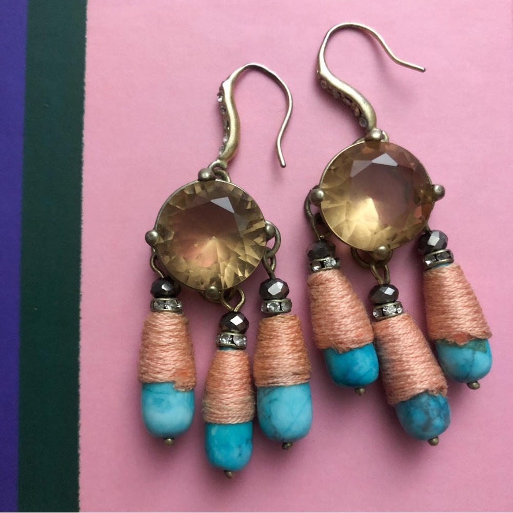 🦄 ⚡️💜 SALE Gorgeous Vintage Artisan Art Deco Chandelier Earrings